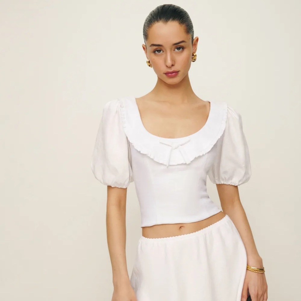 Reformation Greta Linen Top Ivory - Size 4 NWT